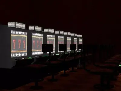 Slot Machine Scene with individual assets Low-poly 3D model