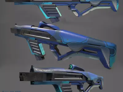 Sci Fi gun Low-poly 3D model 4