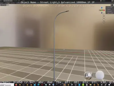 Street Light 1 Galvanized 10000mm 1F 1P Low-poly 3D model