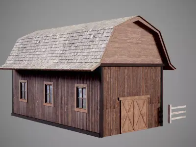 Western barn Low-poly 3D model