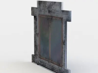Window antique mirror with silver frame Low-poly 3D model