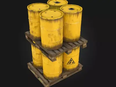 Radioactive Barrels on Pallet  Hazardous Cargo for High Stakes  3D model