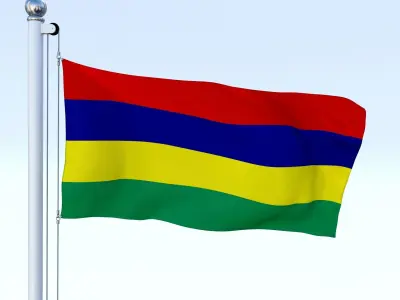 Animated Mauritius Flag Low-poly 3D model
