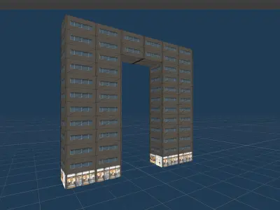 Urban City Low poly game Environment Game Ready Baked Low-poly 3D model