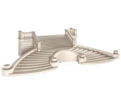 External entrance facade staircase with a veranda  3D model