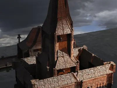 Lizard Cult Cathedral Kitbash 3 3D model
