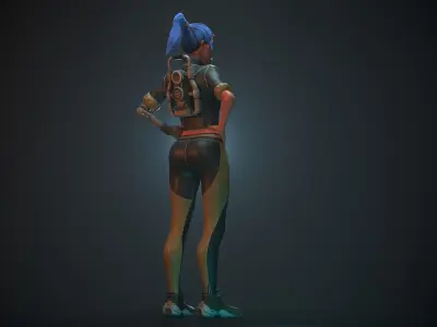 Sci-fi Girl Character Low-poly 3D model
