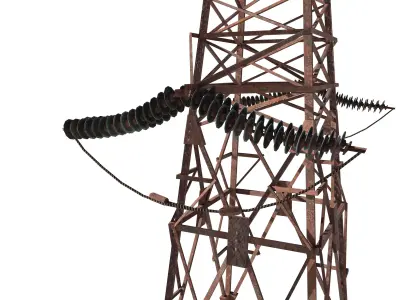 Electricity Pole 7 Weathered Low-poly 3D model