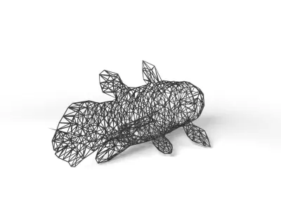Coelacanth Wireframe Low-poly 3D model