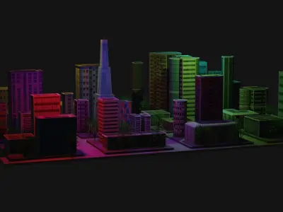 Night City Low-poly 3D model