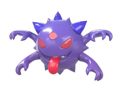 Cartoon Four Hands Ghost Character v1 001 Low-poly 3D model