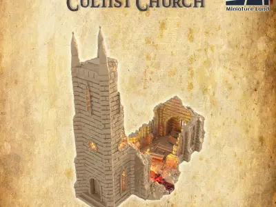 Cultist Church Tabletop Terrain 28 MM 3D print model