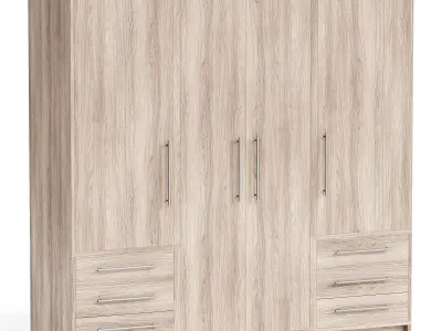 Jillian 4 Door Manufactured Wood Wardrobe 3D model