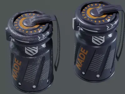 Sci-Fi Grenade 3D Model Pack Damaged and Clean  Game Ready Low-poly 3D model