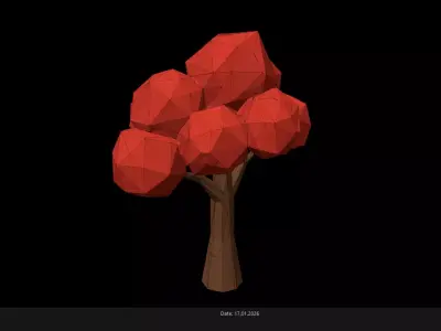 Low Poly Red Tree Low-poly 3D model