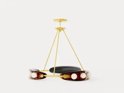Hopper Chandelier - Vintage Brass 9 light sources Low-poly 3D model