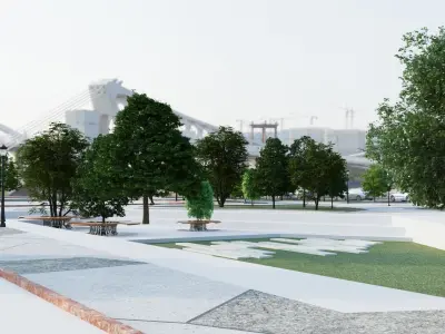 Modern City park 3D scene 3D model