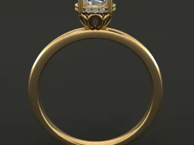Solitaire Diamond Basket Rope Gallery Engagement Ring 3D print model