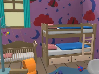 Isometric cartoon children room 02 3D model