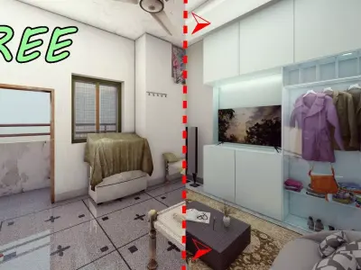 Living Room Low-poly 3D model