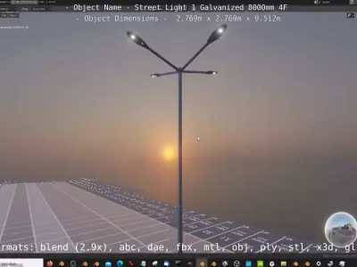 Street Light 1 Galvanized 8000mm 4F Low-poly 3D model