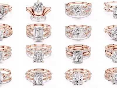 108 Bridal Ring Sets 3DM STL OBJ FBX 3 Color Render Video 3D Model Pack