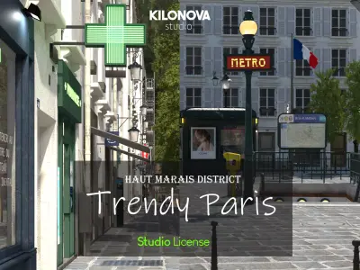 Paris Trendy Street and Place Bundle Studio license 3D model