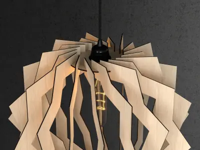 Wood Pendant Lamp 6 3D model