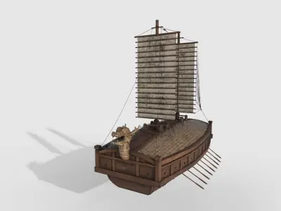 Ancient Korean turtle boat in Jinhae 3D model