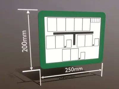 Hinweisschild Hydrant gruen 200x250mm Low-poly 3D model