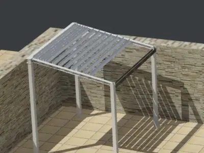 a metallic moving pergola 3D model