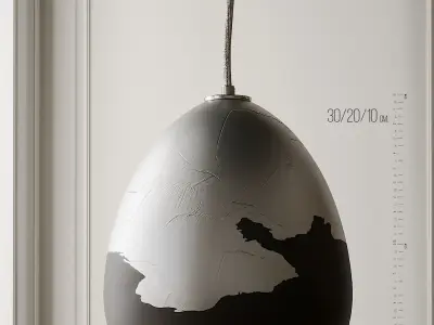Matte Black and Silver Ombre Porcelain Pendant Light  3D model