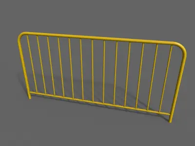 PBR Pedestrian Guard Rail Yellow V1 Low-poly 3D model