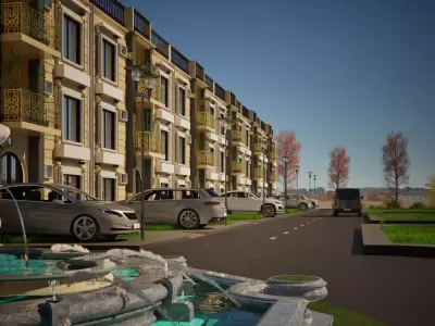 plaza square exterior design custom scene full 3D model