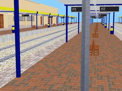 Railway Station Platform 3D Model Environment 2025 Low-poly 3D model
