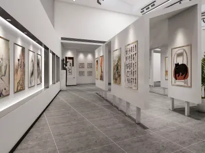 Interior Art Gallery Low-poly 3D model