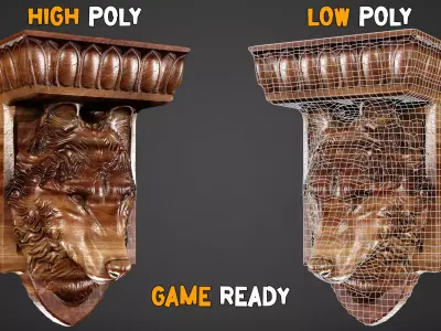 30 Game-Ready Ornamental Corbels With PBR Texture - Vol 54 Low-poly 3D model