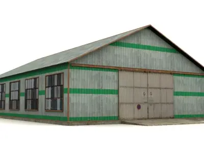 Hangar shed Low-poly 3D model