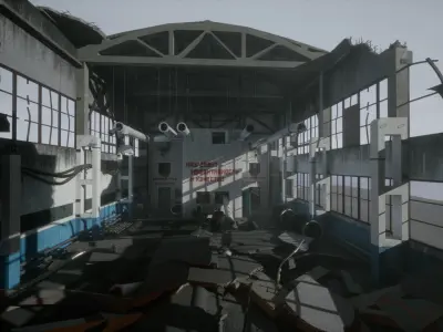 Modular Abandoned Depot for UE Low-poly 3D model