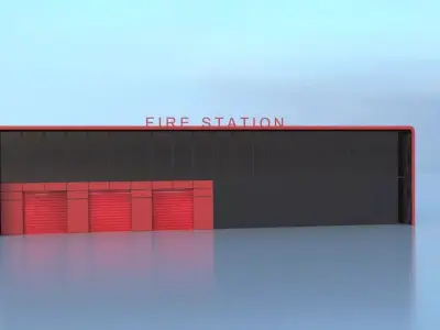 City Fire Station 6 Low-poly 3D model