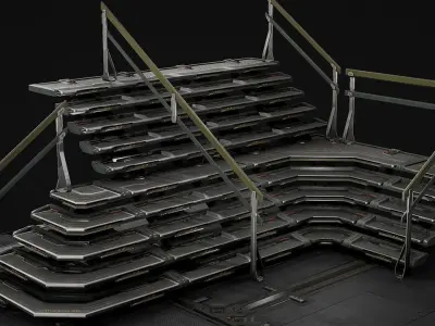 Sci-Fi Stairs modular pack Low-poly 3D model