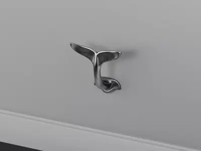 Whale Tail Hook Metal Decor Low-poly 3D model