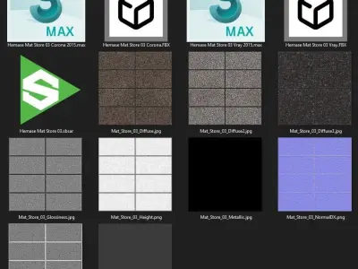 Hemase Mat 03 - Exposed Aggregate Concrete - 3 Colors Texture