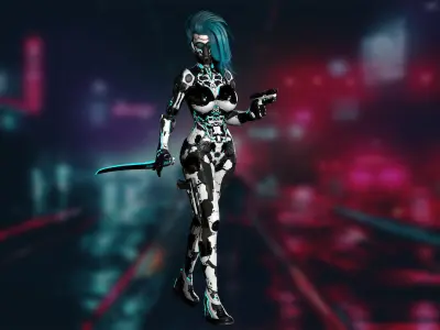 Robot Girl 2 Low-poly 3D model