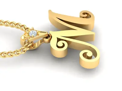 Alphabet V3 Light Gold  Font Pendant M 3D print model