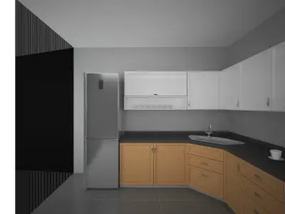 Semi classic Kitchen  Set 3D model Free 3D model