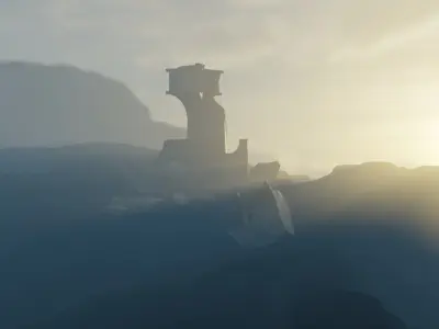 Jedi Outpost Destroyed Low-poly 3D model