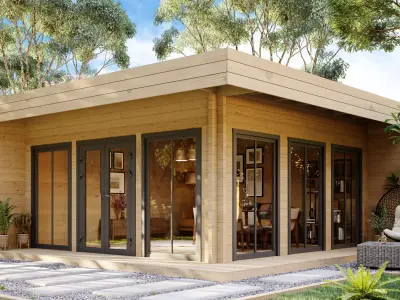 Wooden cabin 6x6 m 3D model