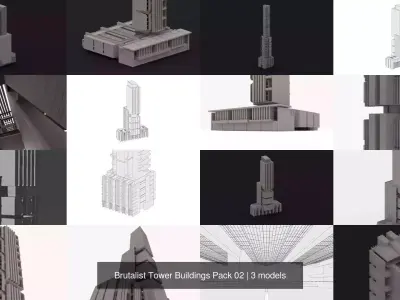 Brutalist Tower Buildings Pack 02