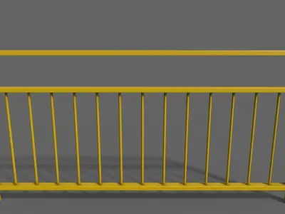 PBR Pedestrian Guard Rail Yellow V3 Low-poly 3D model